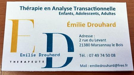 Carte de visite de la thérapeute Emilie Drouhard